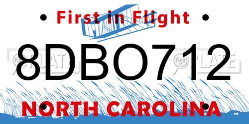 8DBO712 North Carolina License Plate