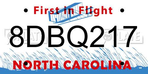 8DBQ217 North Carolina License Plate
