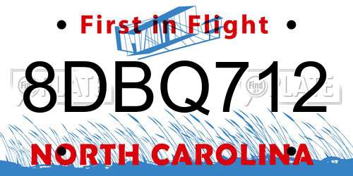 8DBQ712 North Carolina License Plate