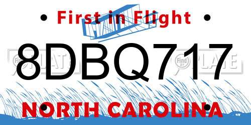 8DBQ717 North Carolina License Plate