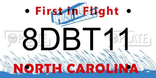 8DBT11 North Carolina License Plate
