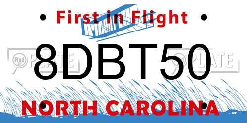 8DBT50 North Carolina License Plate