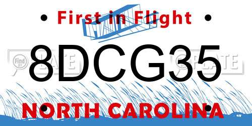 8DCG35 North Carolina License Plate