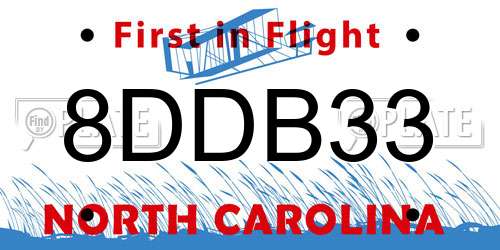 8DDB33 North Carolina License Plate