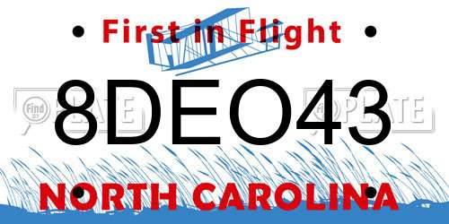 8DEO43 North Carolina License Plate