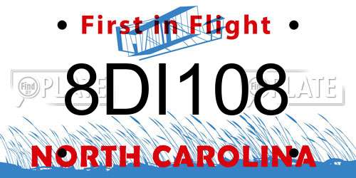 8DI108 North Carolina License Plate