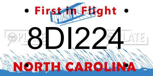 8DI224 North Carolina License Plate