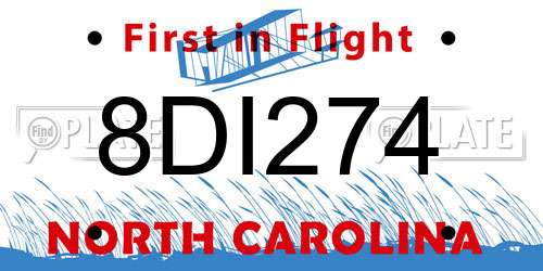 8DI274 North Carolina License Plate