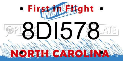 8DI578 North Carolina License Plate