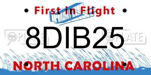 8DIB25 North Carolina License Plate