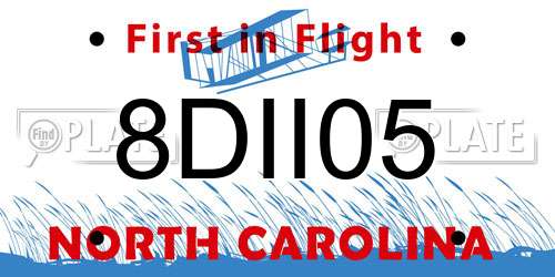 8DII05 North Carolina License Plate