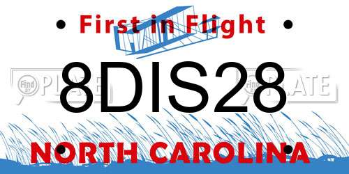 8DIS28 North Carolina License Plate