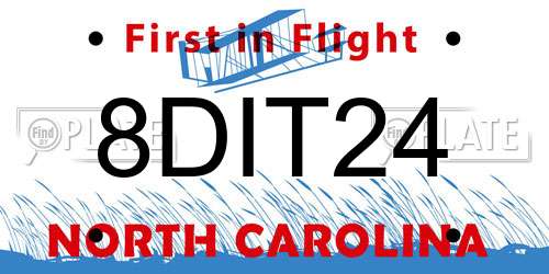 8DIT24 North Carolina License Plate