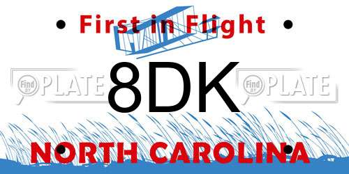 8DK North Carolina License Plate