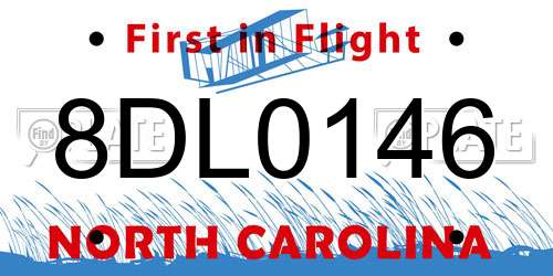 8DL0146 North Carolina License Plate