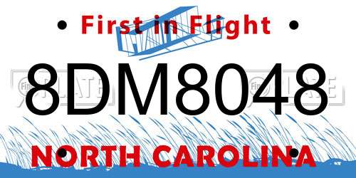 8DM8048 North Carolina License Plate