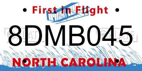 8DMB045 North Carolina License Plate