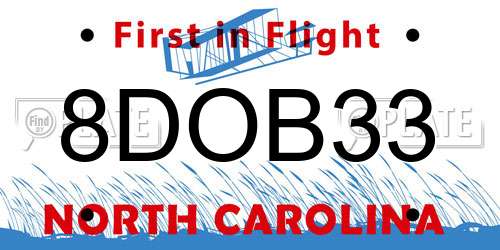 8DOB33 North Carolina License Plate