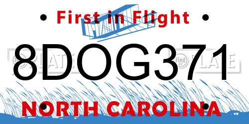 8DOG371 North Carolina License Plate