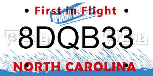 8DQB33 North Carolina License Plate