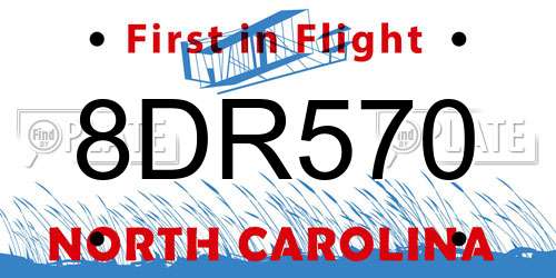 8DR570 North Carolina License Plate