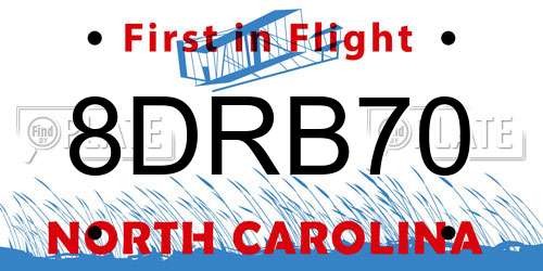 8DRB70 North Carolina License Plate
