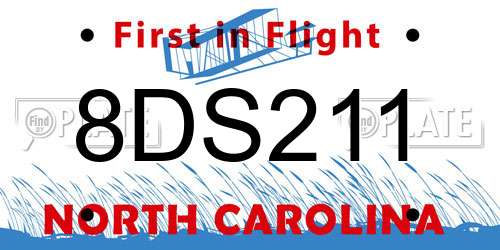 8DS211 North Carolina License Plate