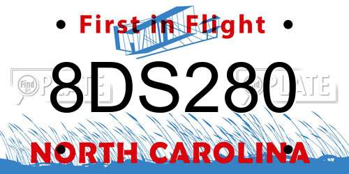 8DS280 North Carolina License Plate