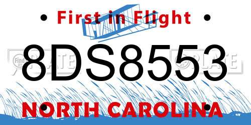 8DS8553 North Carolina License Plate