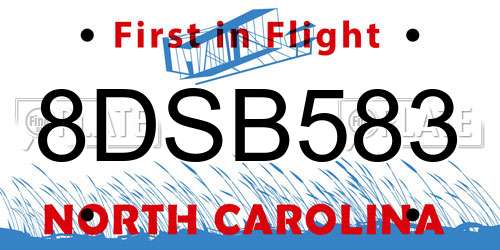 8DSB583 North Carolina License Plate