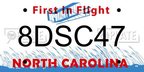 8DSC47 North Carolina License Plate