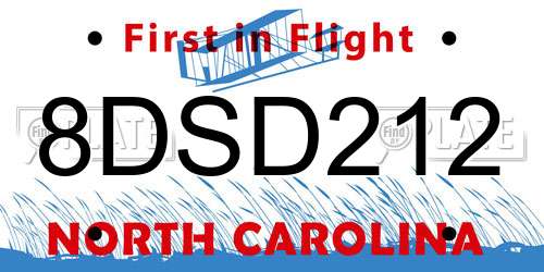 8DSD212 North Carolina License Plate
