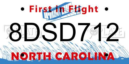 8DSD712 North Carolina License Plate