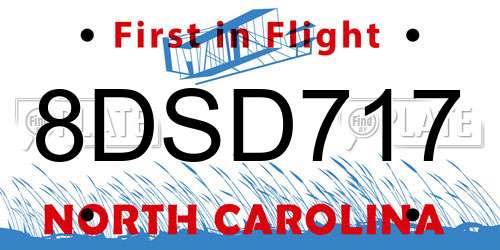 8DSD717 North Carolina License Plate