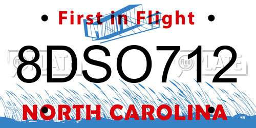8DSO712 North Carolina License Plate