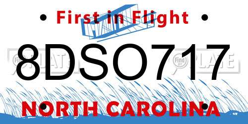 8DSO717 North Carolina License Plate