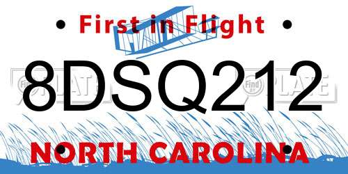8DSQ212 North Carolina License Plate