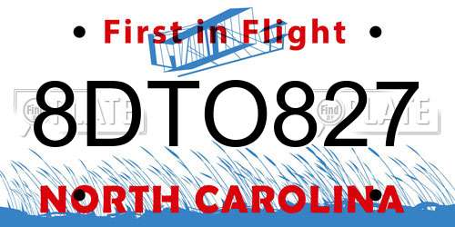 8DTO827 North Carolina License Plate