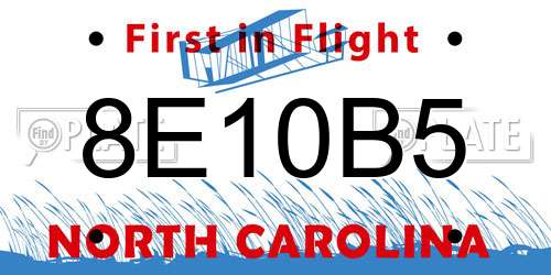 8E10B5 North Carolina License Plate