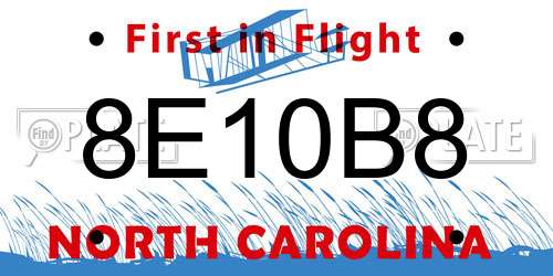 8E10B8 North Carolina License Plate