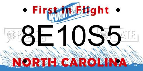 8E10S5 North Carolina License Plate