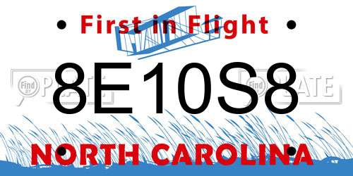 8E10S8 North Carolina License Plate