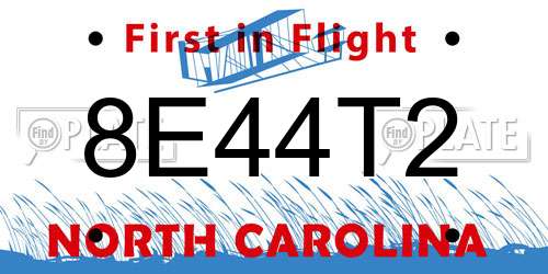 8E44T2 North Carolina License Plate
