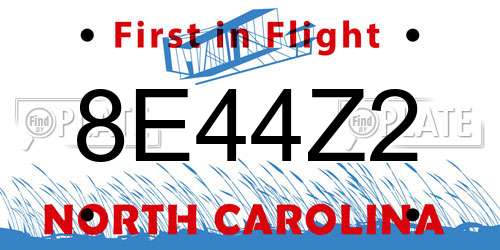 8E44Z2 North Carolina License Plate