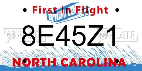 8E45Z1 North Carolina License Plate