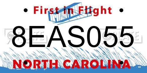 8EAS055 North Carolina License Plate