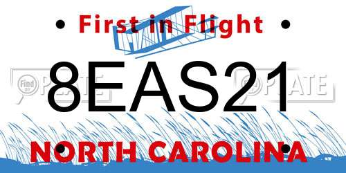 8EAS21 North Carolina License Plate