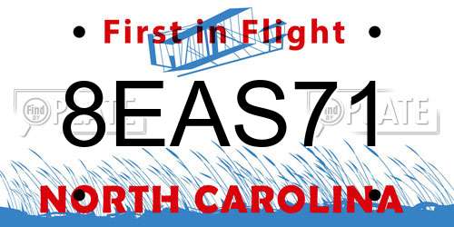 8EAS71 North Carolina License Plate
