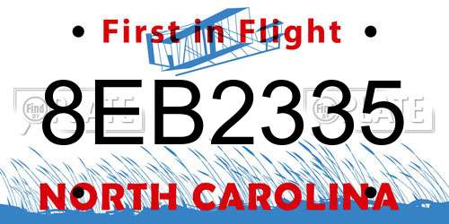 8EB2335 North Carolina License Plate