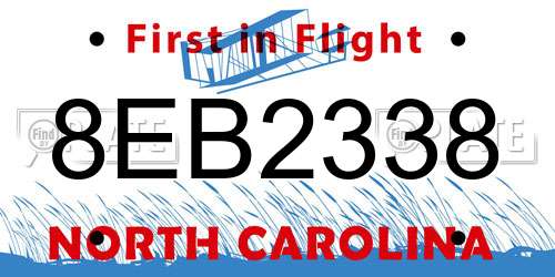 8EB2338 North Carolina License Plate